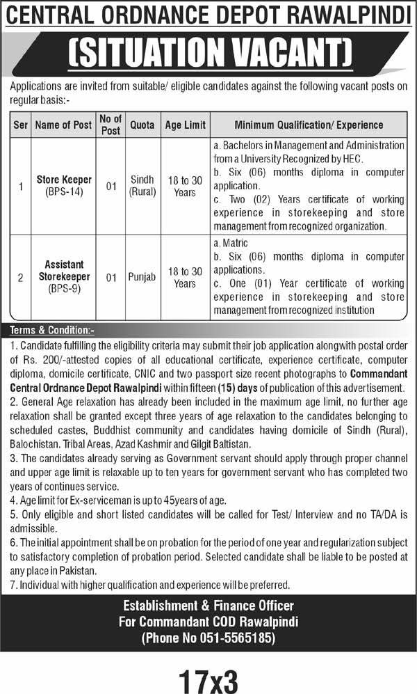  COD Rawalpindi Jobs 2025 