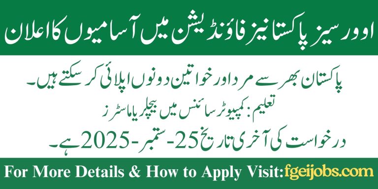 Overseas Pakistanis Foundation OPF Jobs 2025