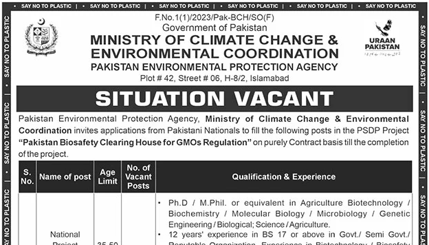 Pakistan Environmental Protection Agency Islamabad Jobs 2025 Latest Advertisement