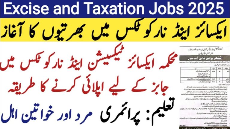 Excise Taxation & Narcotics Control Department Jobs 2025 Advertisement
