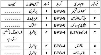 Municipal Committee Jobs Advertisement 2025 BPS-01 TO BPS-09