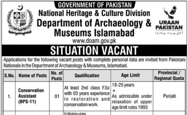 National Heritage & Culture Division Islamabad Jobs 2025 Advertisement