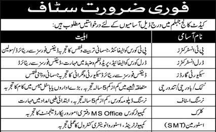 Cadet College Jhelum Jobs 2026 Latest Advertisement