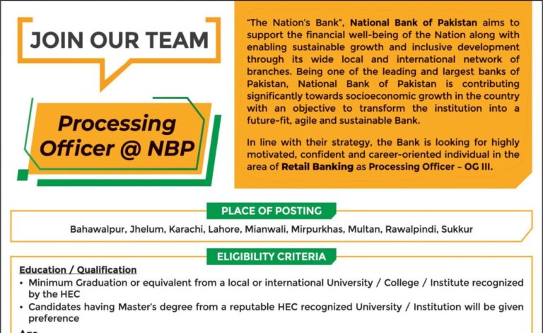 National Bank of Pakistan NBP Jobs 2026 Advertisement
