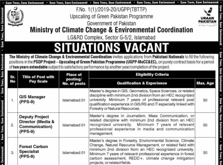 Ministry of Climate Change Islamabad Jobs 2026 Apply Online