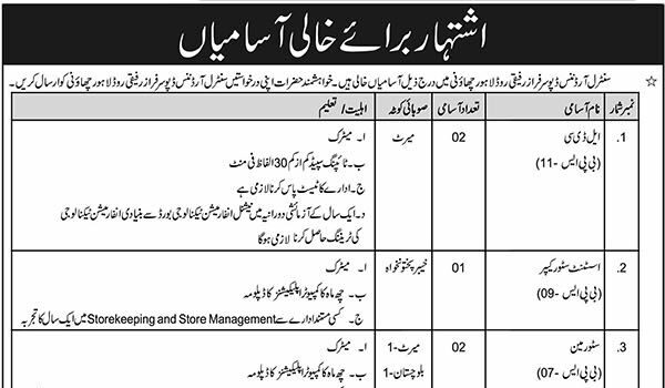 Pakistan Army Central Ordnance Depot COD Lahore Jobs 2026 Advertisement