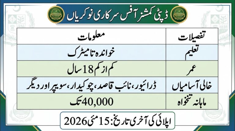 Deputy Commissioner District Office Jobs 2026 Advertisement