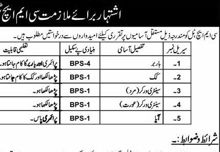 Combined Military Hospital CMH Jobs 2026 Advertisement Notice