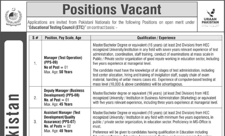 Higher Education Commission HEC Islamabad Jobs 2026 Apply Online