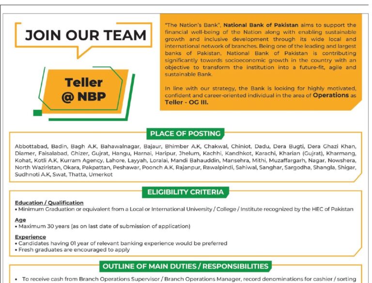 National Bank Of Pakistan NBP Latest Jobs 2026 Online Apply