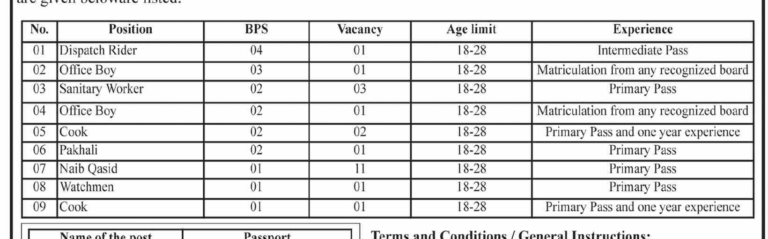 Commissioner Office Latest Jobs Advertisement 2026 BPS-01 TO BPS-04