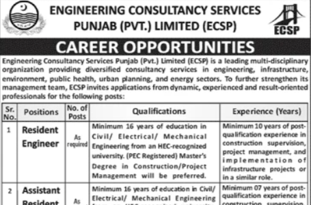 Engineering Consultancy Services Punjab Jobs 2026 Online Apply