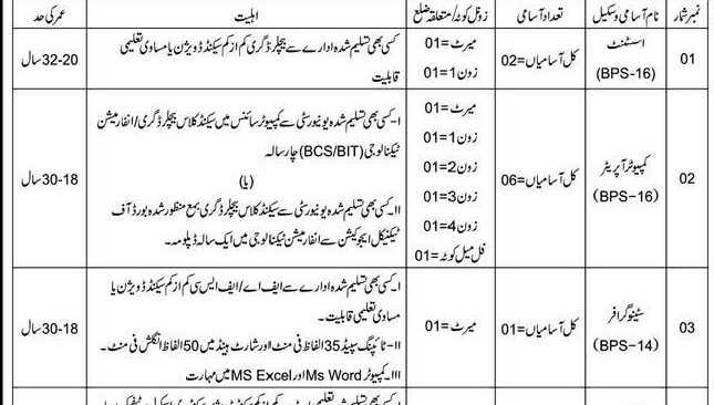 BPS-07 TO BPS-16 Forest Department Jobs 2026 Apply Online