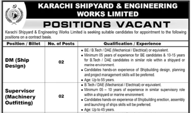 Karachi Shipyard and Engineering Works Limited Jobs 2026 Apply Online
