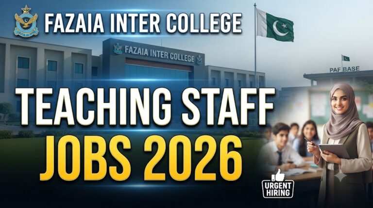 Fazaia Inter College PAF Base Teaching Staff Jobs 2026 Advertisement