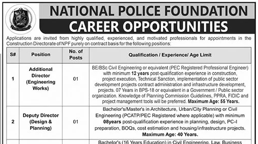 National Police Foundation Islamabad Jobs 2026 Advertisement